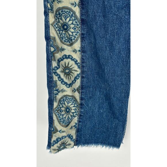 Dr Collectors Free People Patched Button Fly Denim Jeans Womens Small Bohemian - Picture 7 of 15
